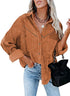Corduroy Long Sleeve Buckle Shirt Jacket Top